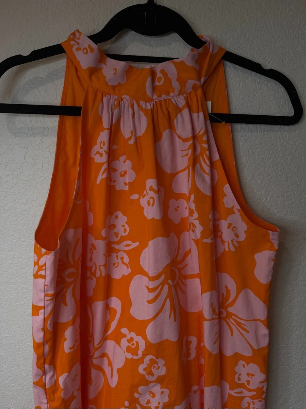 J.Crew Orange and Pink Tropical Hibiscus Floral Halter Neck Mini Dress Sz 4 NWT